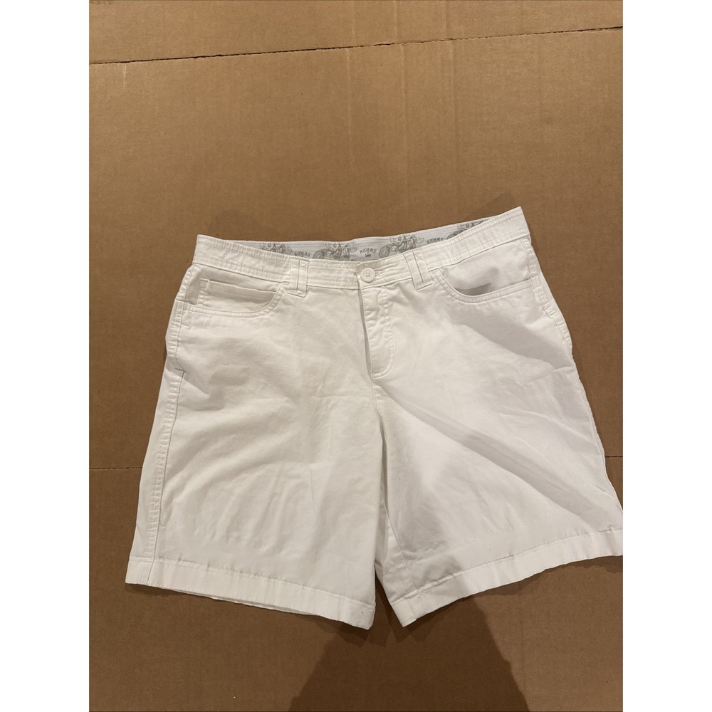 Riders by Lee Skimmers Shorts Women 16 White Cotton High Rise Stretch 35x8”
